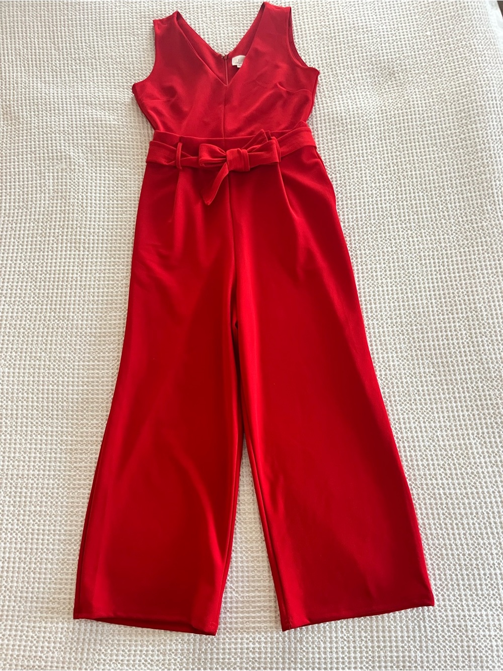 ANTHROPOLOGIE RED CATHY STRUCTURED JUMPSUIT SZ Medium - Picture 2 of 15